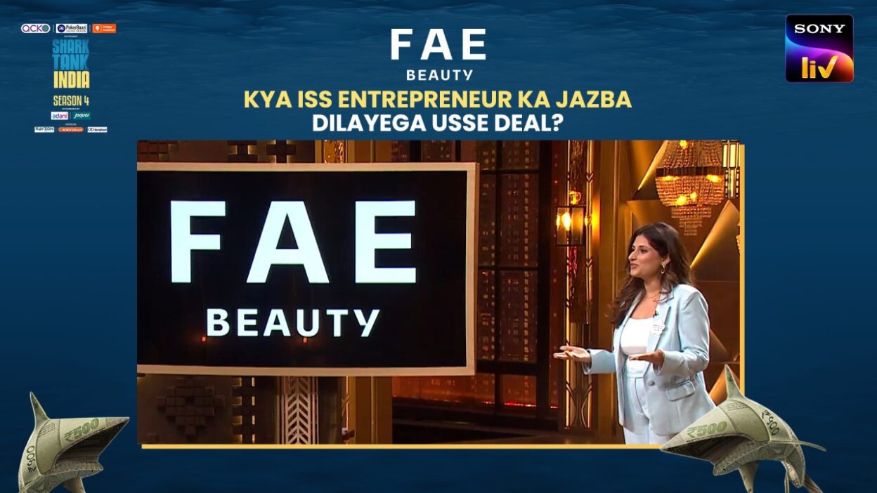 FAE Beauty’s bold pitch on Shark Tank India, showcasing the brand’s innovative approach and potential to captivate investors.