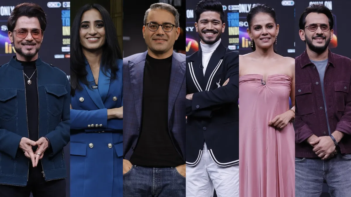 Meet the Sharks: The Cast of Shark Tank India Unveiled with a dynamic and professional design.