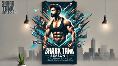 Dynamic banner featuring Gaurav Taneja’s Flying Beast and his brand “Beast Life” in the context of Shark Tank India Season 4.